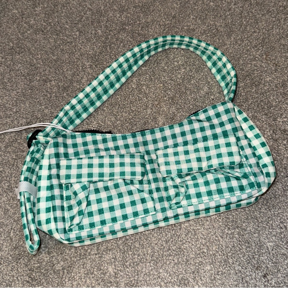 BAGGU Green Gingham Shoulder Bag - Picture 3 of 6